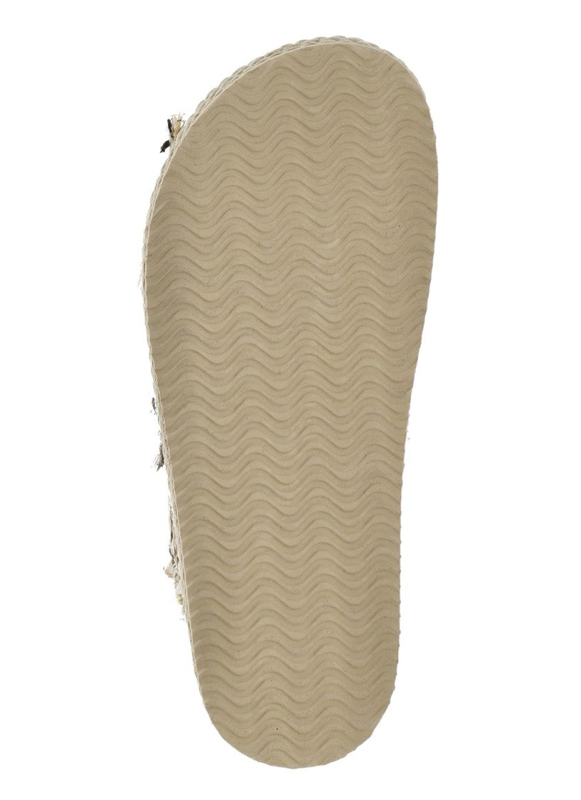 Mou Beige Criss-Cross Rafia Sandals