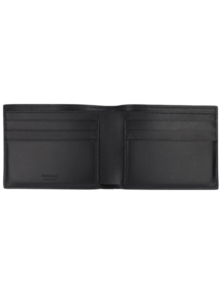 Ferragamo Neutrals Hooks Textured Calf Leather Wallet