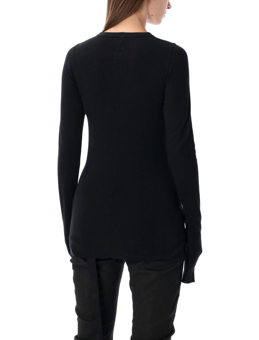 Drkshdw By Rick Owens Fitted Long-Sleeve Ribbed Top With Classic Round Neckline