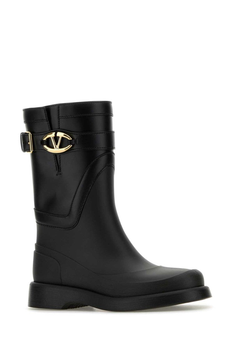 Valentino Garavani Black Rubber And Leather Boots