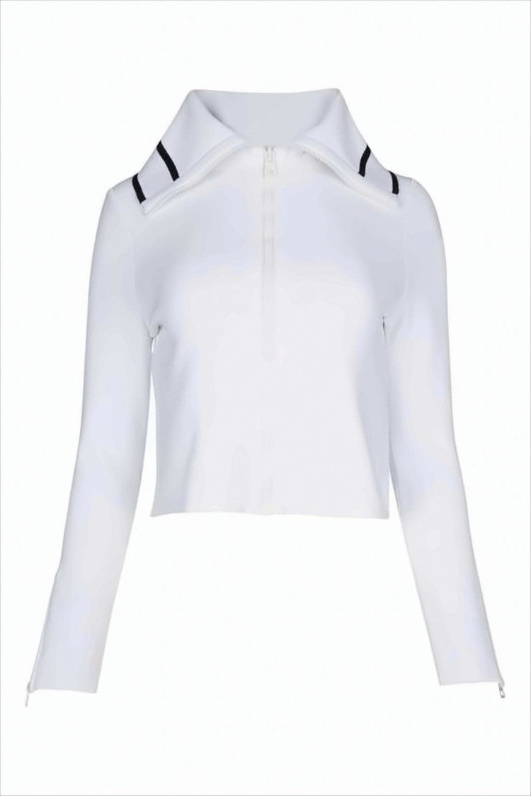 Christian Dior Cropped White Jacket With Contrasting Stripes
