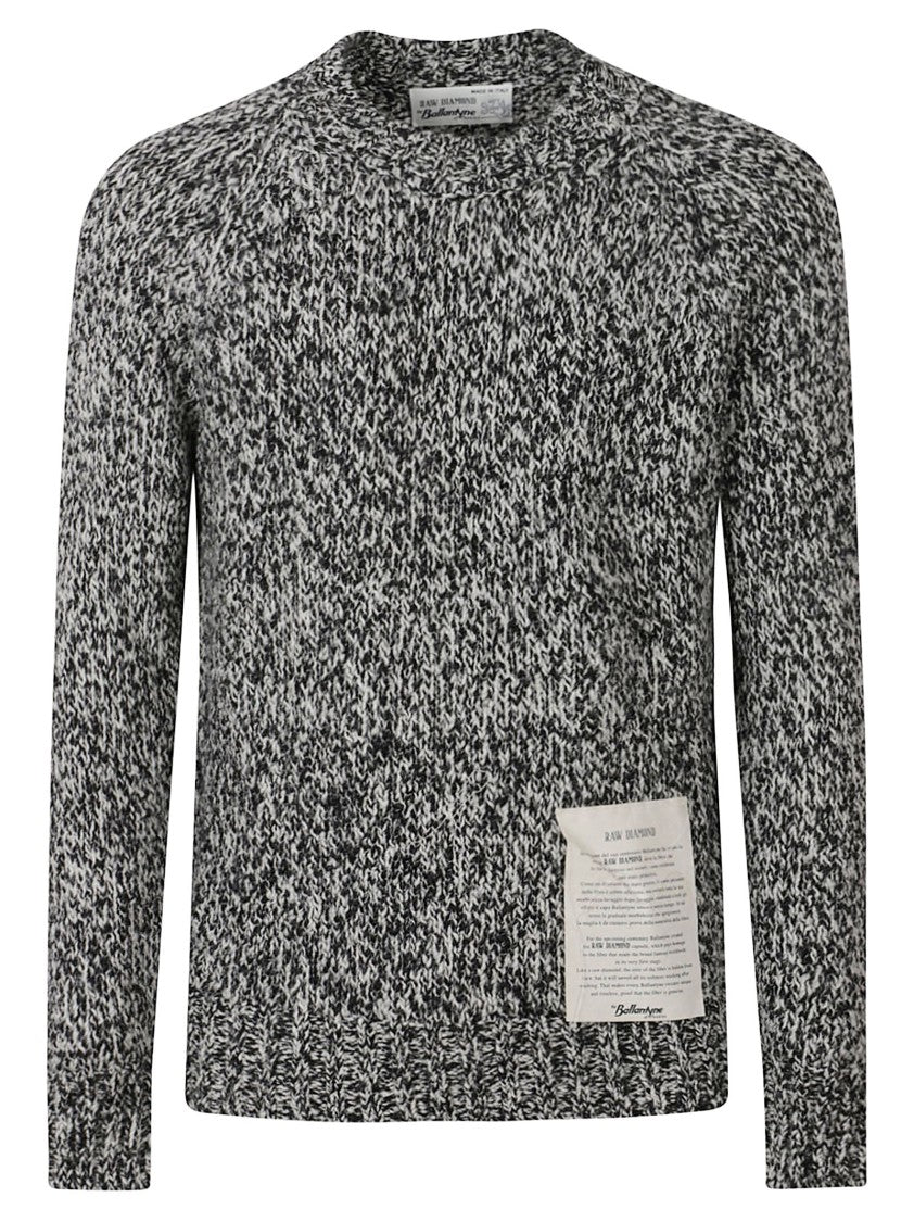 Ballantyne Textured Knit Sweater In Marled Black And White Blend