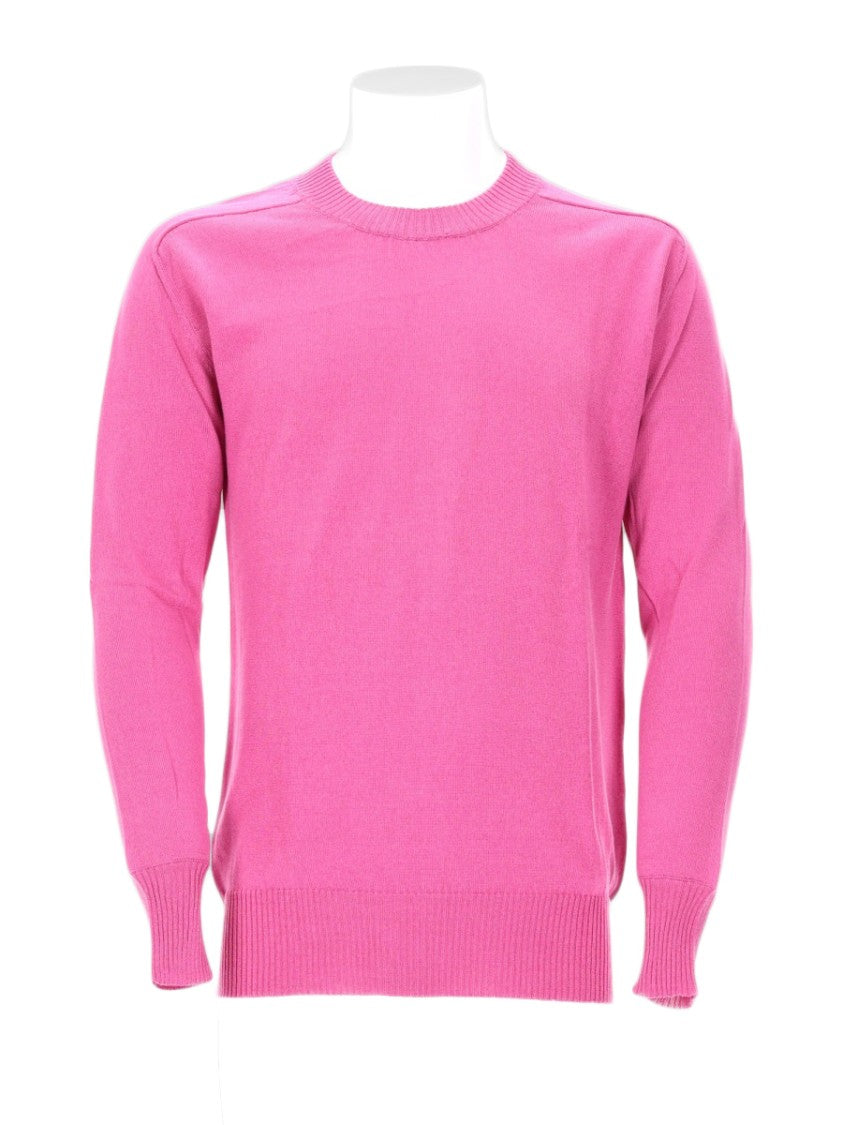 Laneus Crew Neck Long-Sleeve Pullover Sweater In Bright Pink