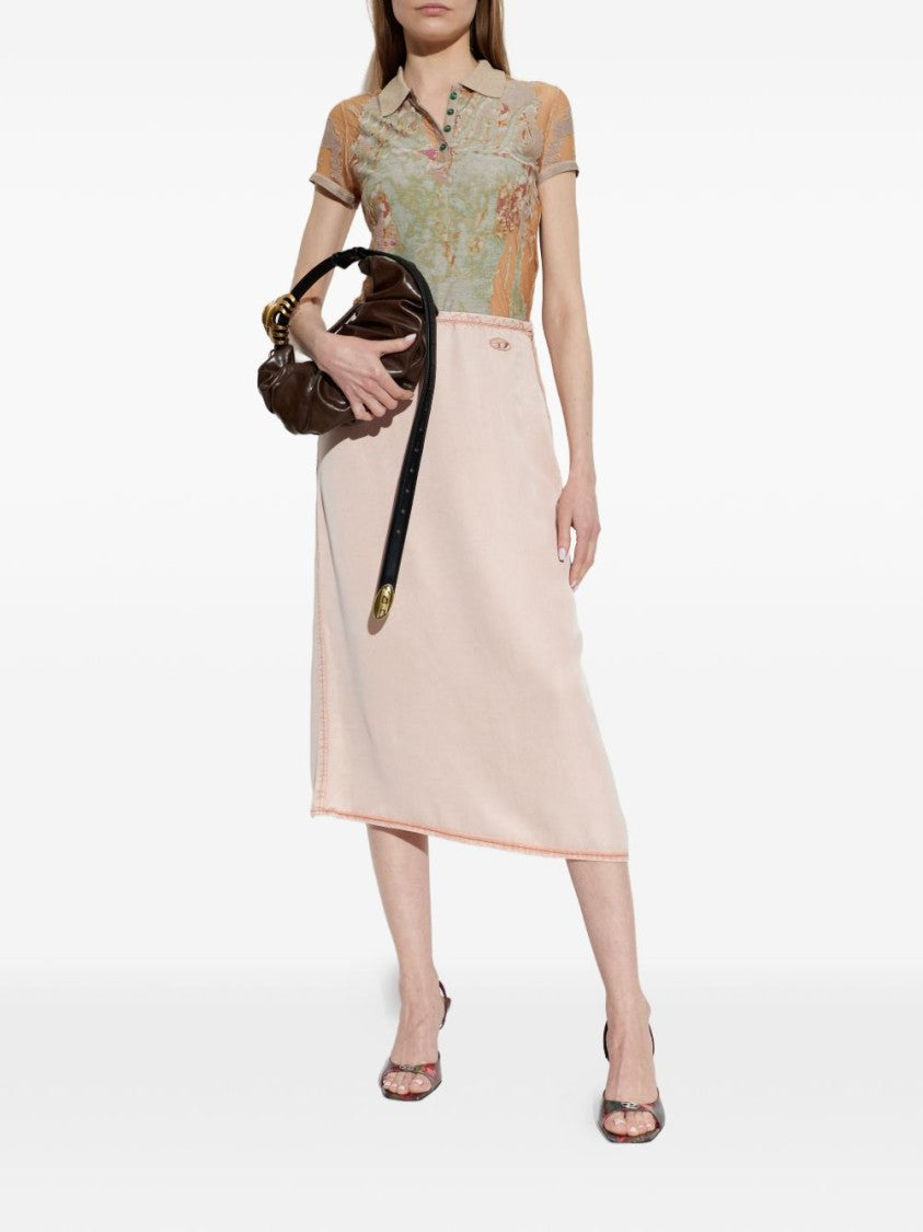 Diesel Silk And Nylon Blend Midi Skirt