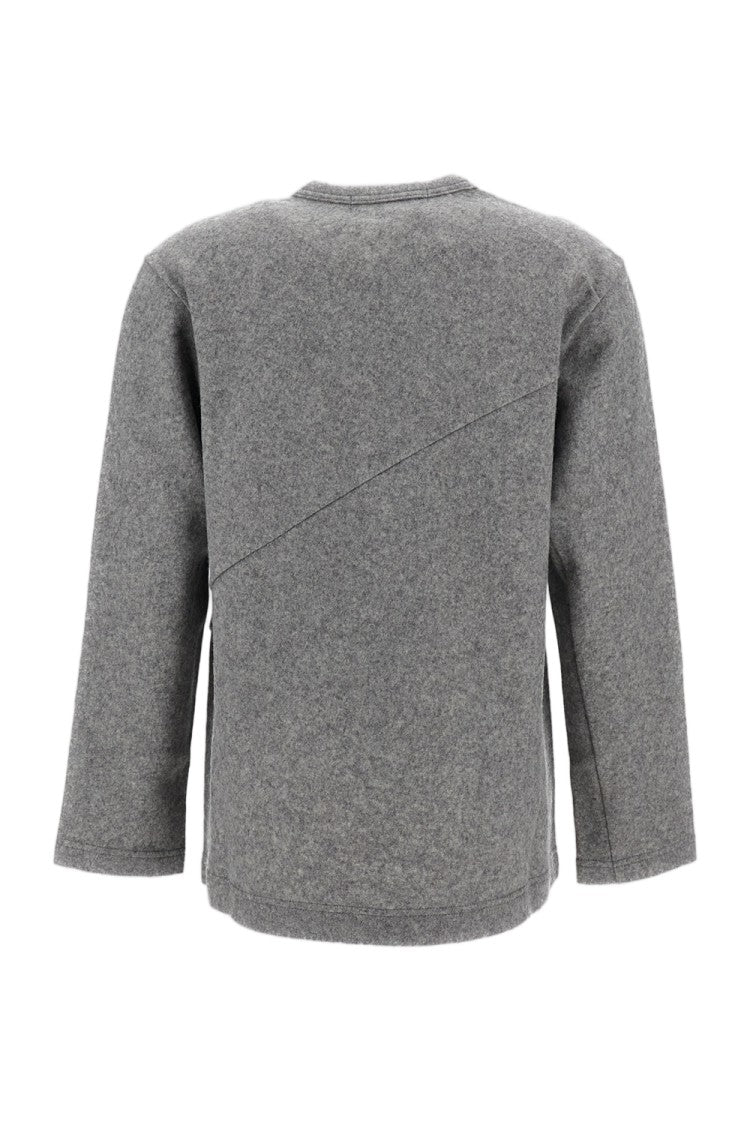Comme Des Garçons Grey Flared Wool-Blend Crewneck Sweater