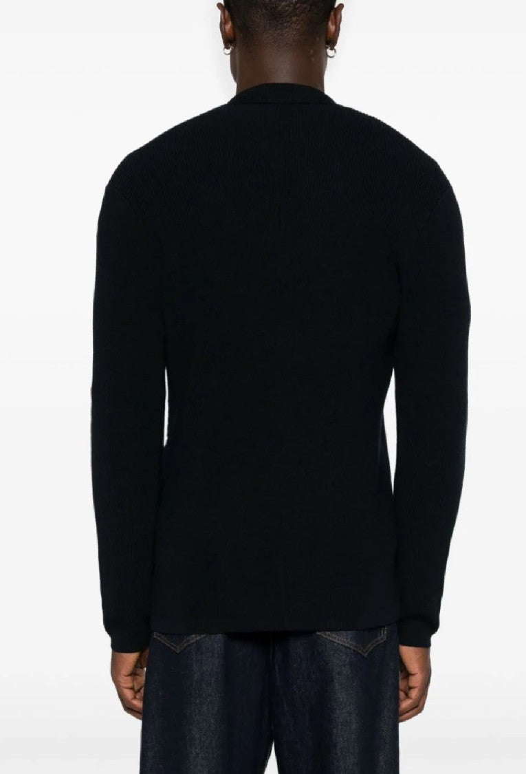 Emporio Armani Virgin Wool And Cotton Blend Jacket With Design