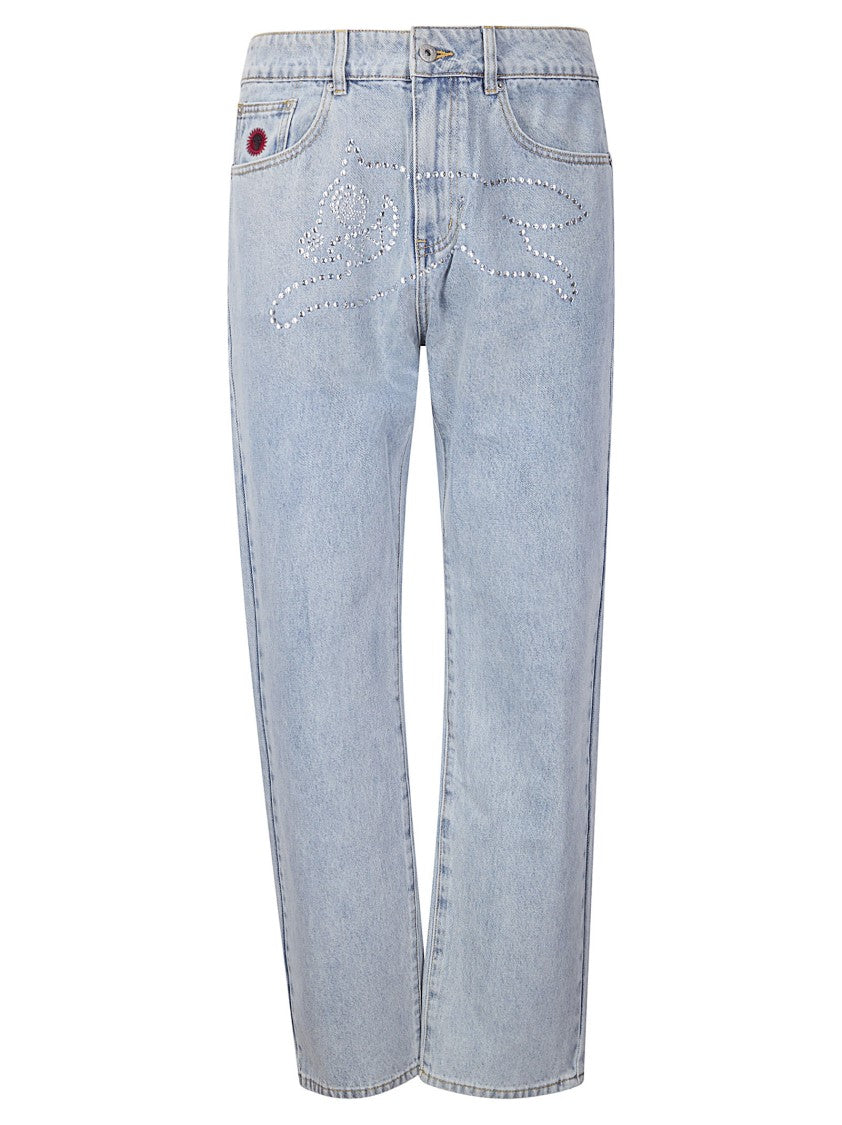 Icecream Blue Crystal Running Dog Denim Pants