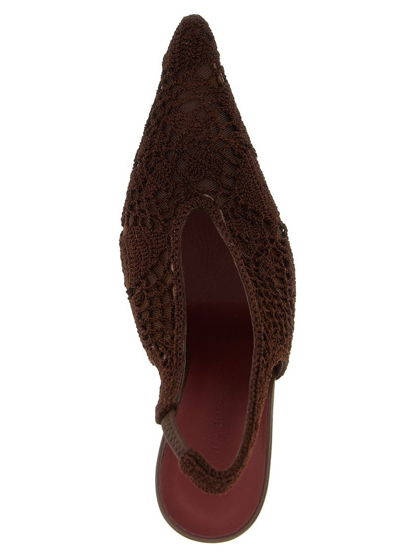 Magda Butrym Crochet Tulle Slingback Shoes With Pointed Toe And Stiletto Heel