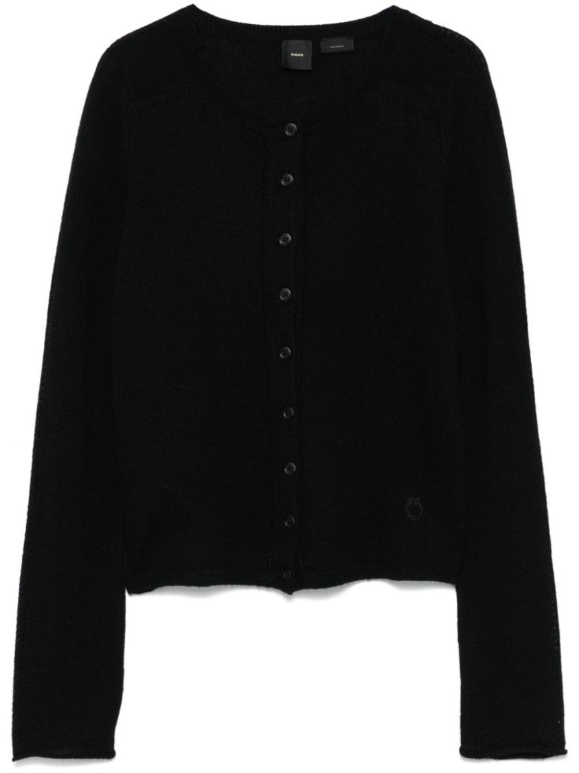 Pinko Classic Button-Up Black Knit Sweater