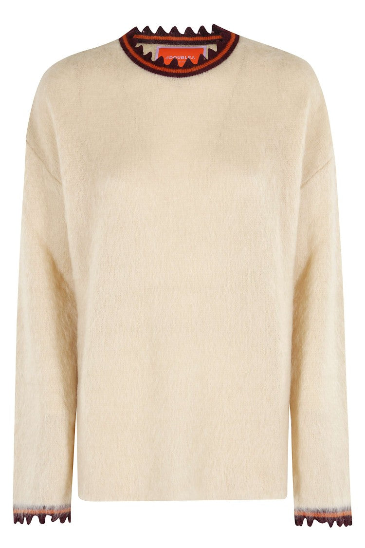 La Double J Beige Mohair Sweater With Contrast Scalloped Trim