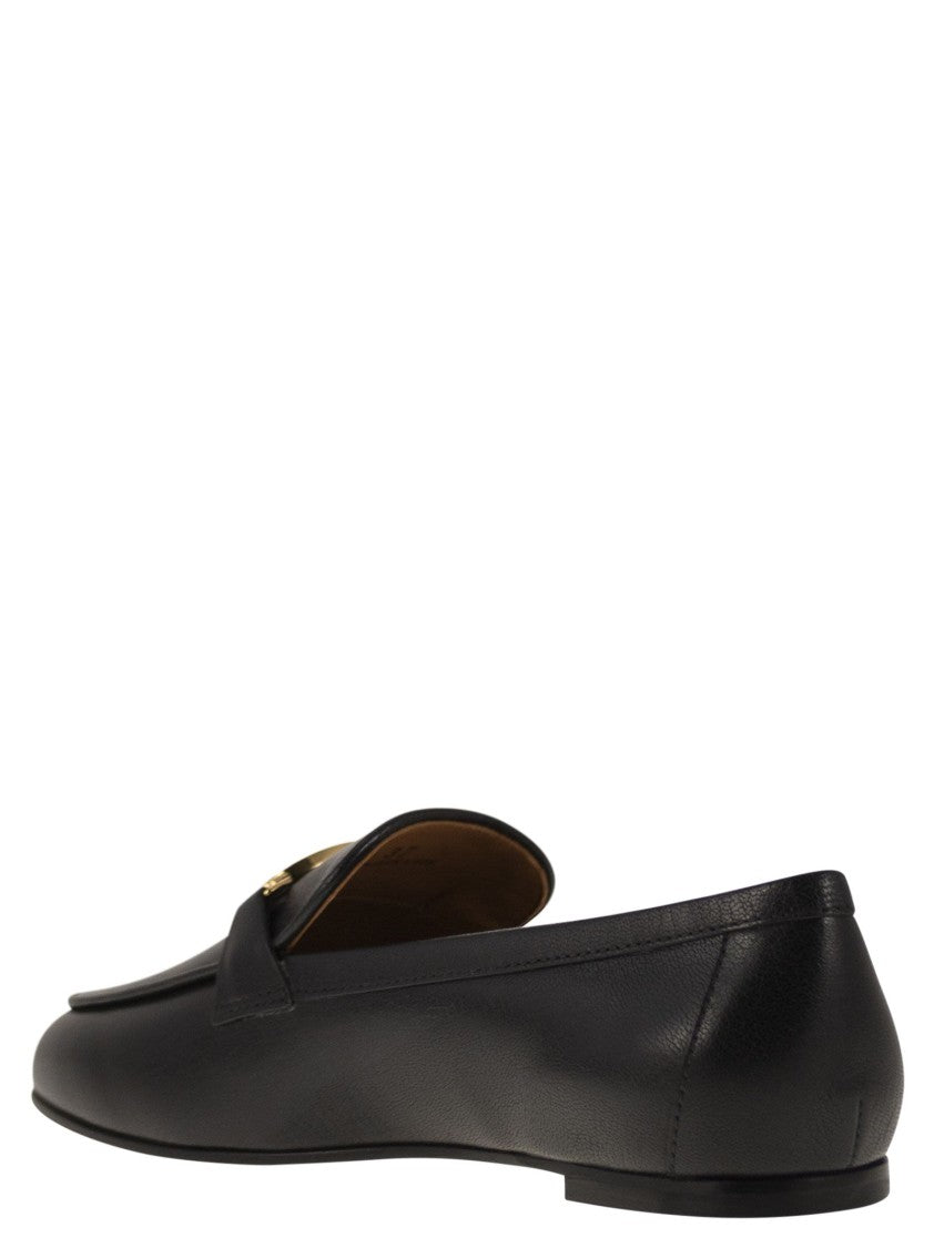 Tod's Leather Loafers With Oval Metal Logo