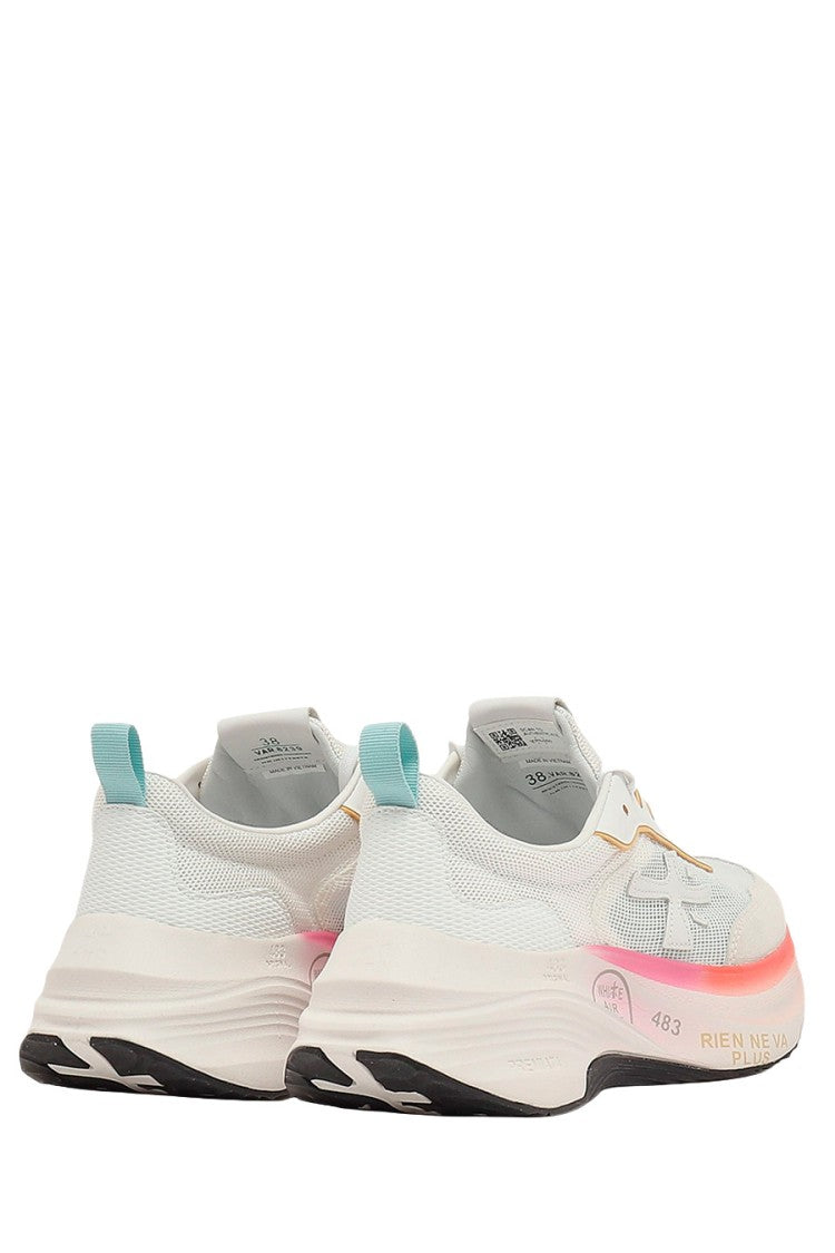 Premiata White Gradient Sole Nylon-Leather Running Sneakers