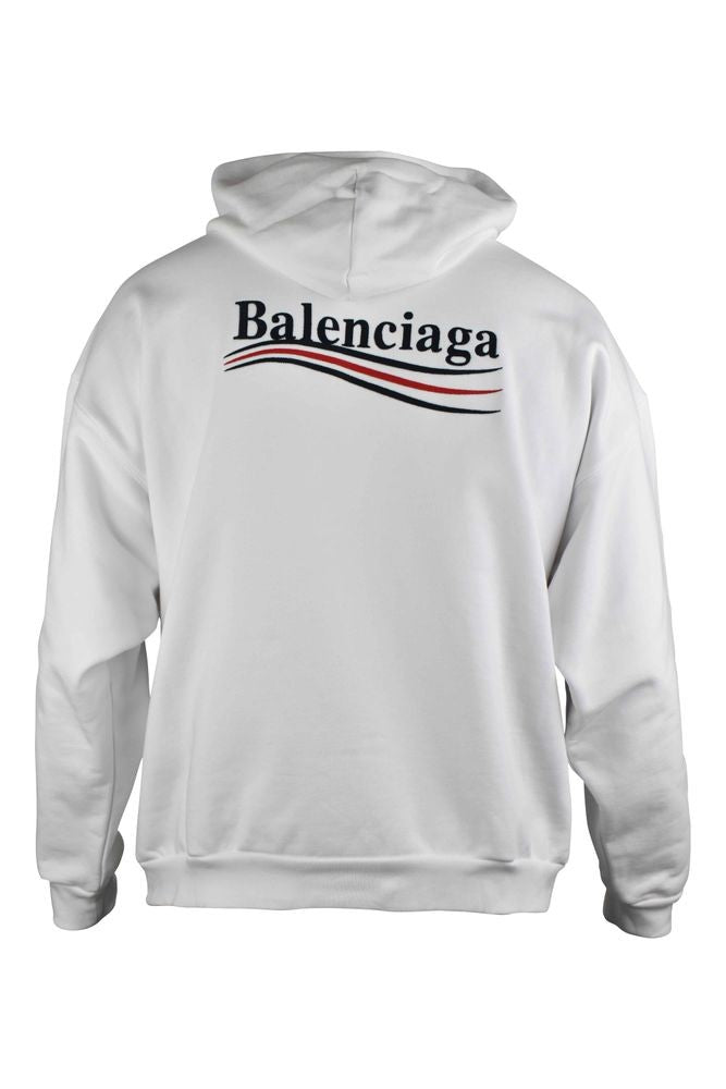 Balenciaga White Cotton Hooded Sweatshirt