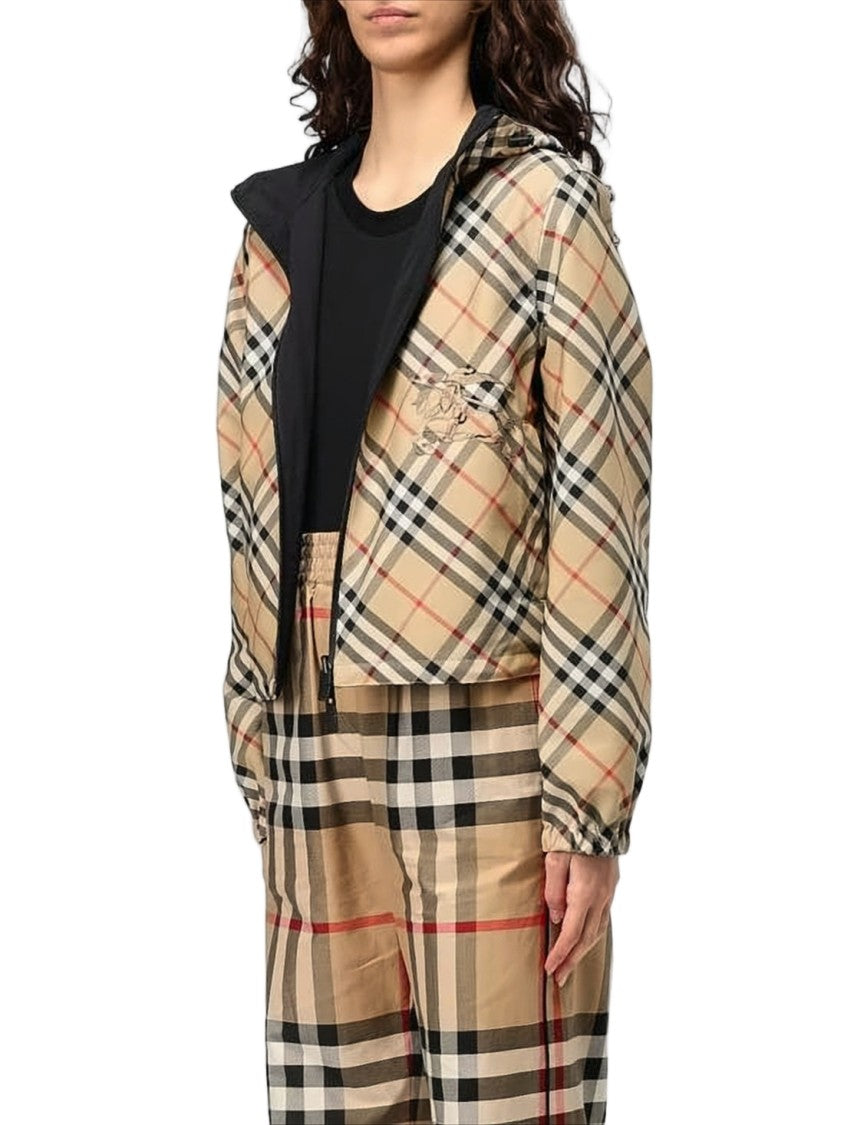 Burberry Reversible Check Cropped Jacket With Hood