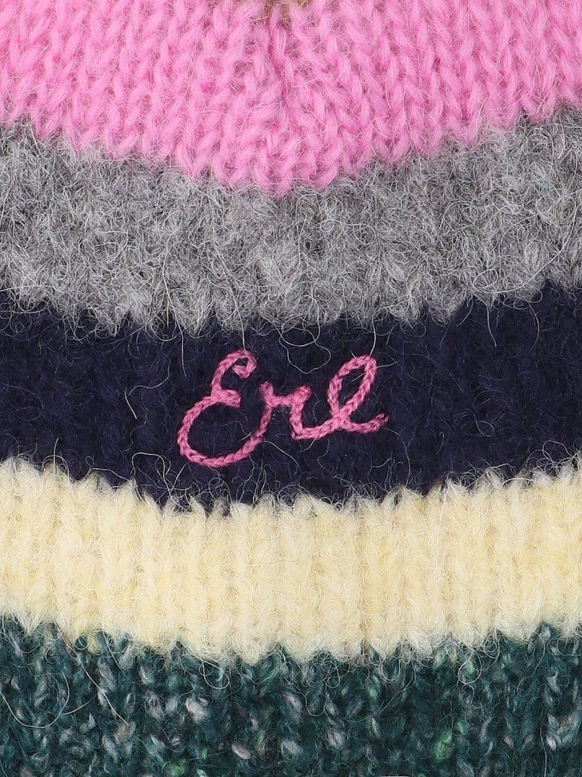 Erl Knitted Beanie Hat With Vibrant Horizontal Stripes