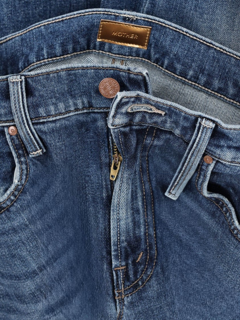 Mother Straight Jeans In Stretch Cotton Denim