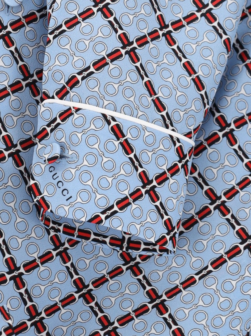 Gucci Checked Silk Shirt – Blue