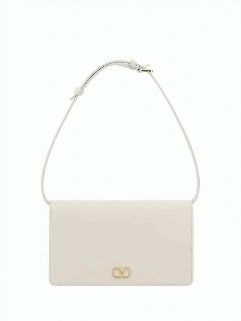 Valentino Garavani Structured White Calf Leather Shoulder Bag
