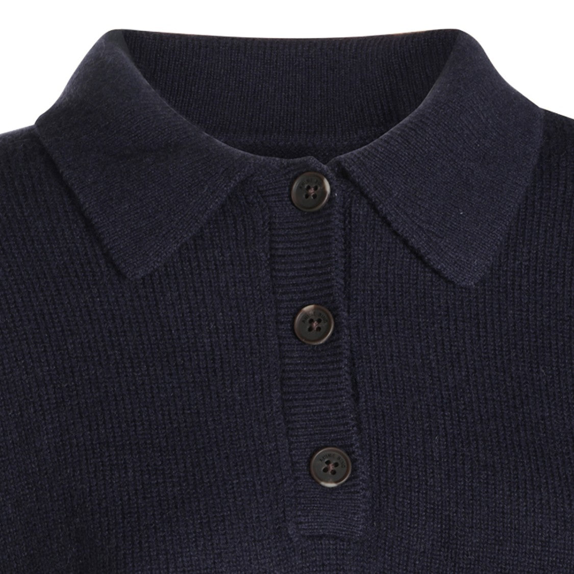Anine Bing Navy Cashmere Knitted Sweater With Polo Collar