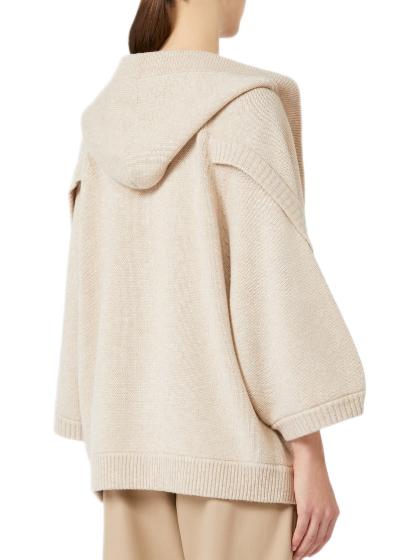 Max Mara Oversized Knit Cardigan With Hood And Horn Details