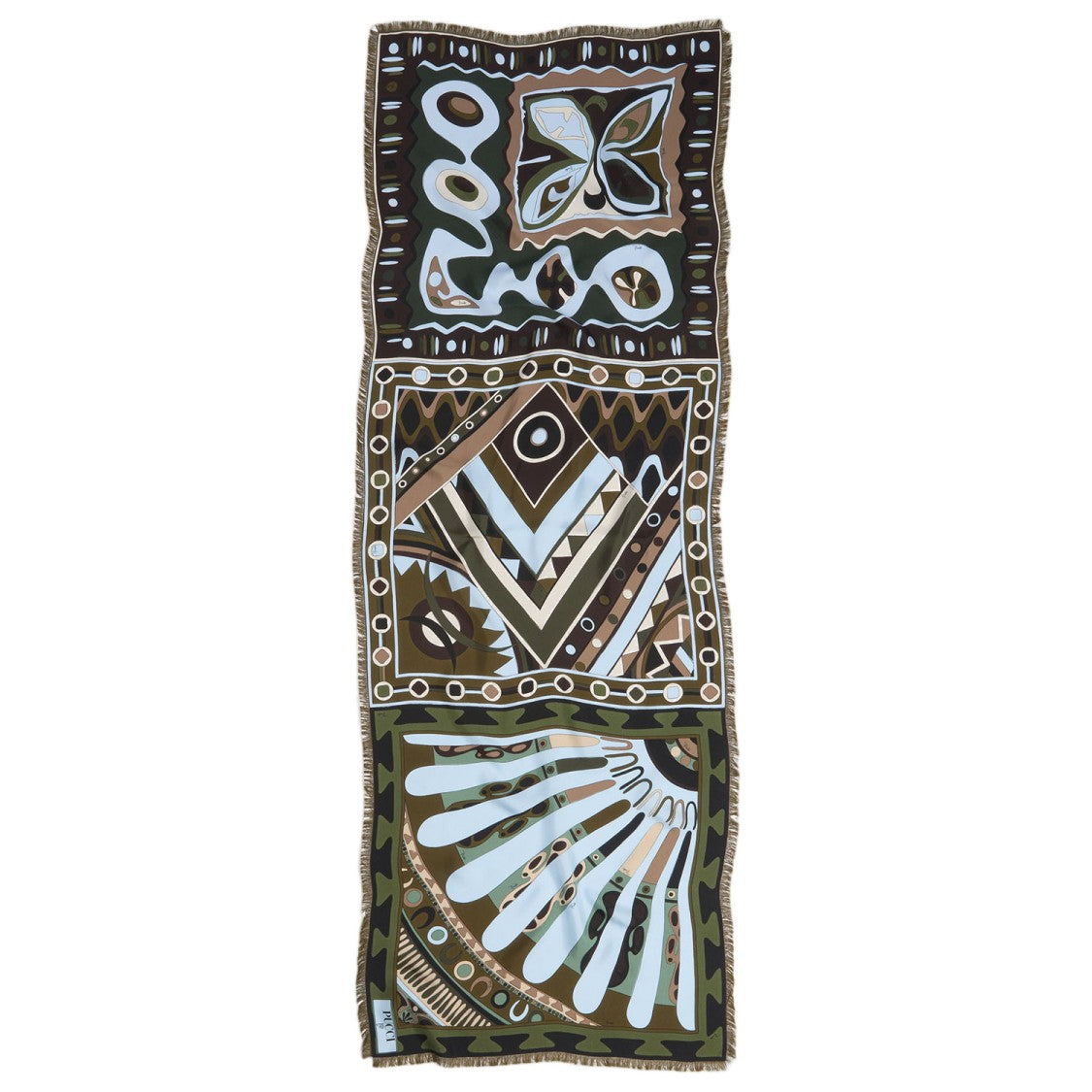Emilio Pucci Multi-Pattern Silk Stole With Fringed Hem
