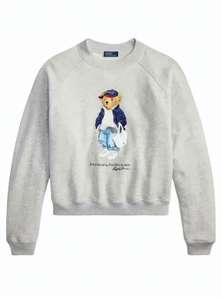 Polo Ralph Lauren Heathered Grey Long-Sleeved Sweatshirt With Playful Graphic