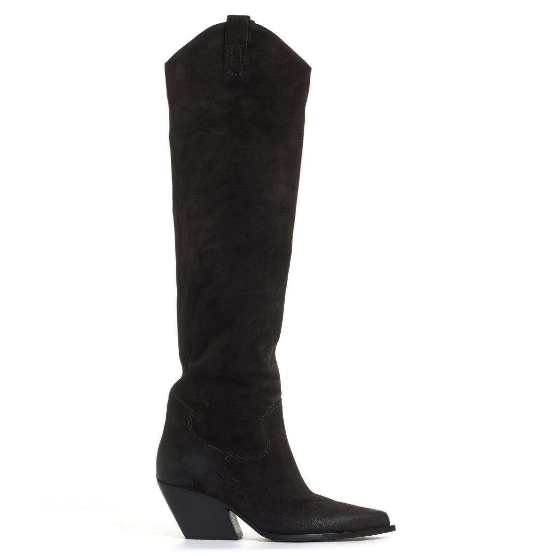 Elena Iachi Texan Boot In Dark Brown Suede