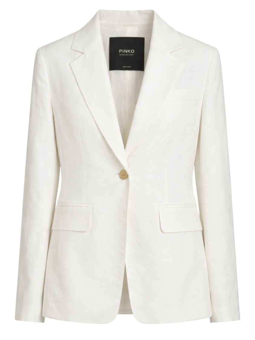 Pinko Effie Structured White Flap Blazer