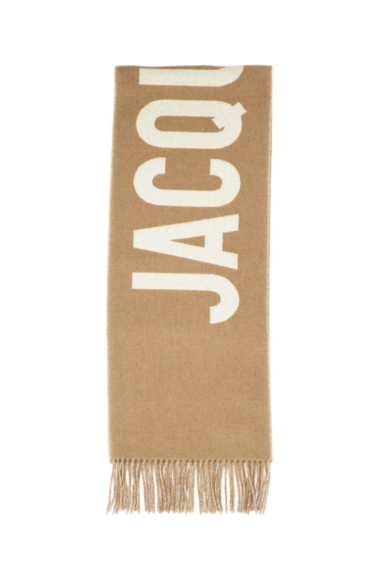 Jacquemus Brown Intarsia Fringed Pure Wool Scarf