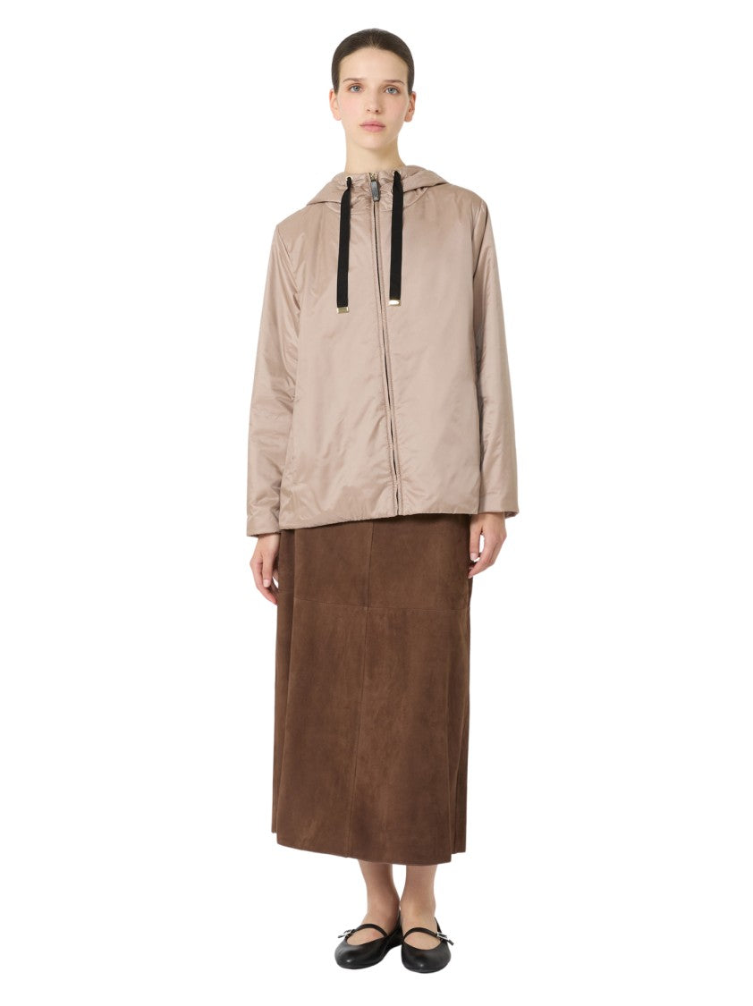 Max Mara Relaxed Fit Beige Coat With Hood