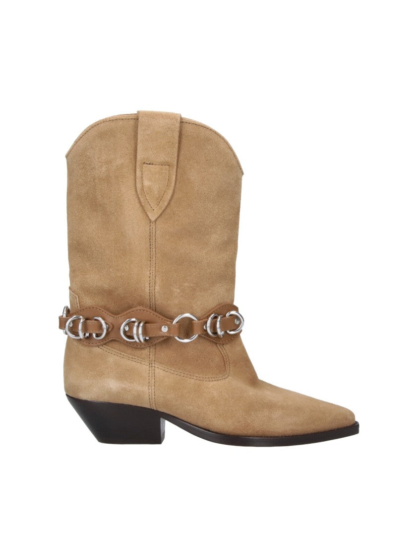 Isabel Marant Brown Duerto Silver Detail Suede Ankle Boots