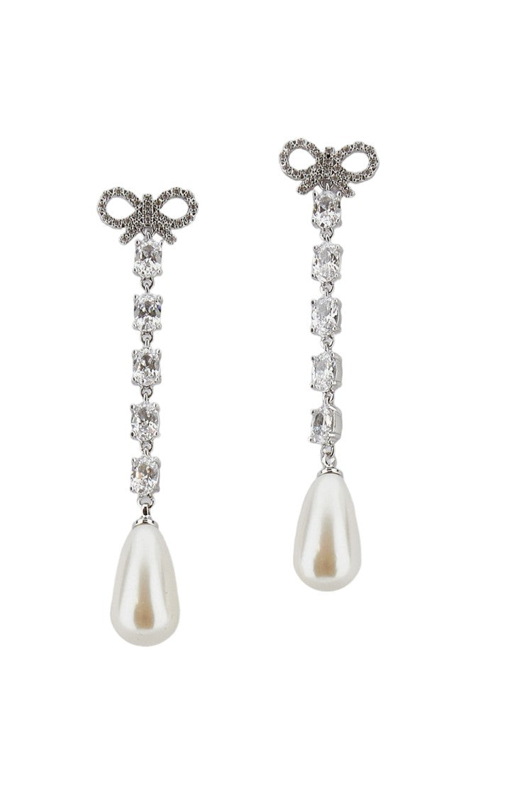 Self-Portrait Bow Pearl Droplet Earrings