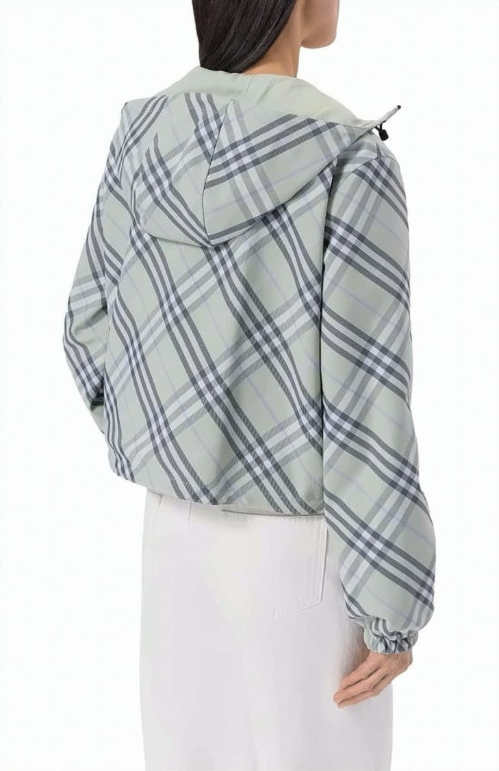Burberry Cropped Hooded Jacket With Classic Check Pattern