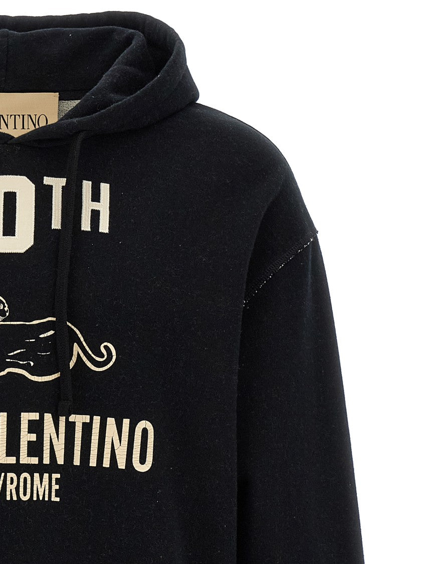 Valentino Garavani Cotton Hoodie With Chez Valentino Front Print And Kangaroo Pocket
