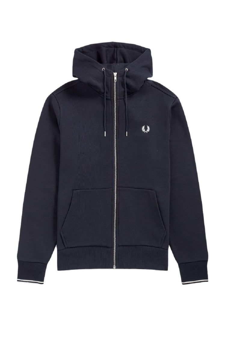 Fred Perry Full-Zip Sweatshirt With Striped Cuffs Hood