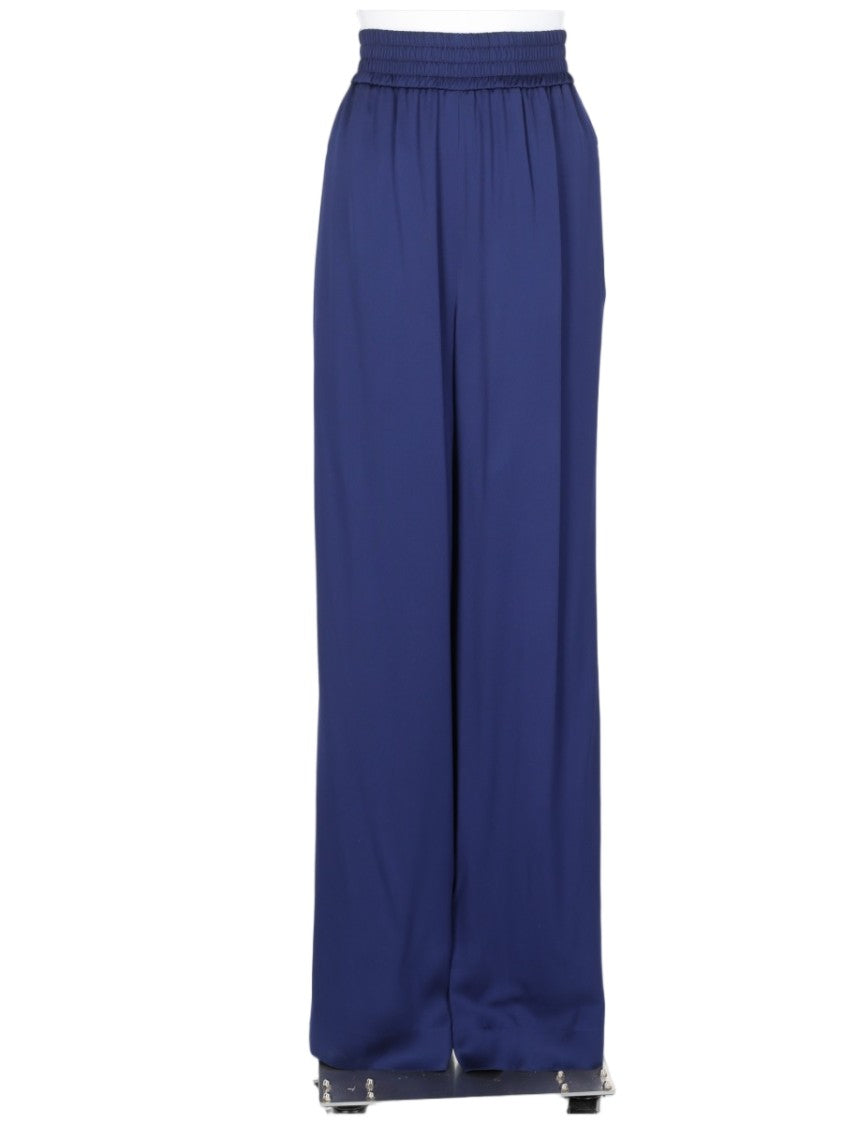 Golden Goose Wide-Leg Blue Trousers With High Elastic Waistband