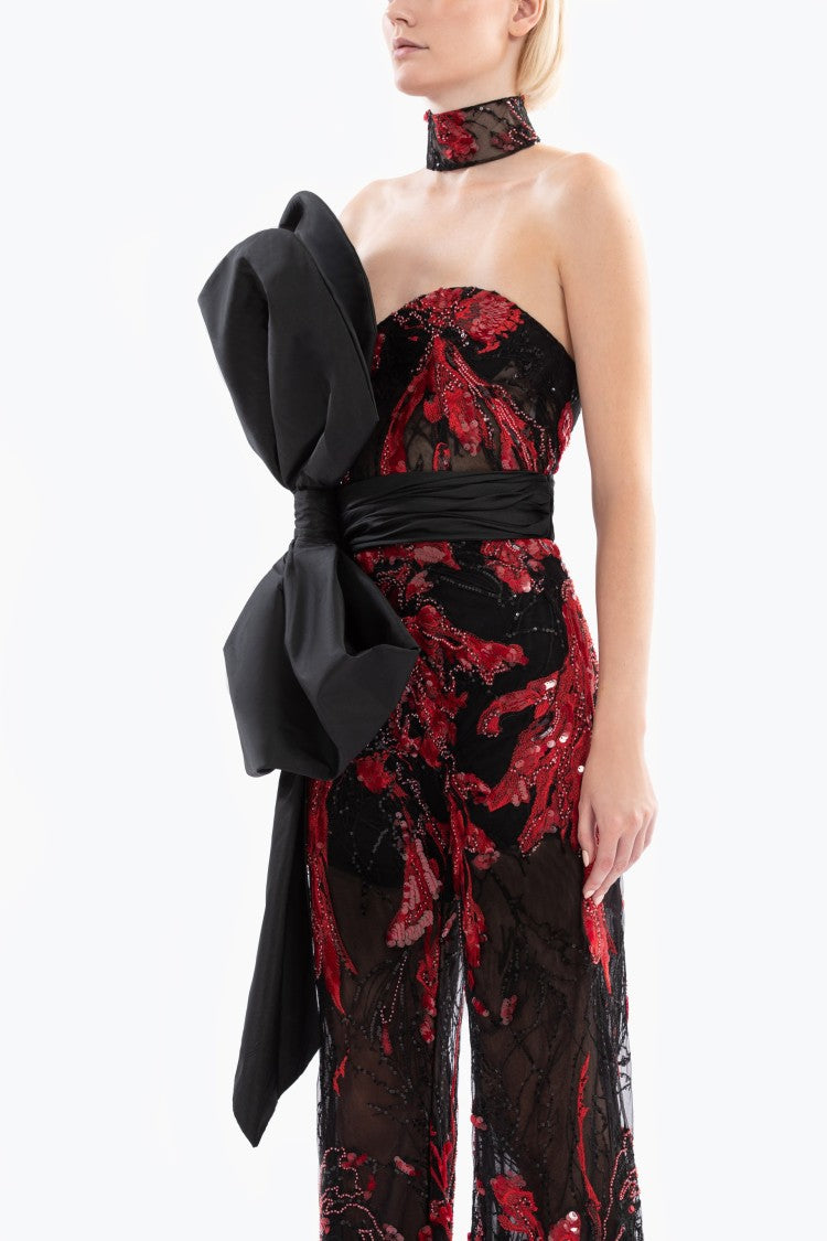 Saiid Kobeisy Embroidered Strapless Jumpsuit