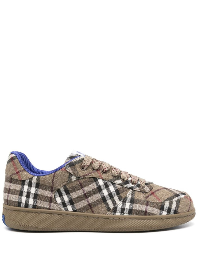 Burberry Plaid Pattern Brown Sneakers