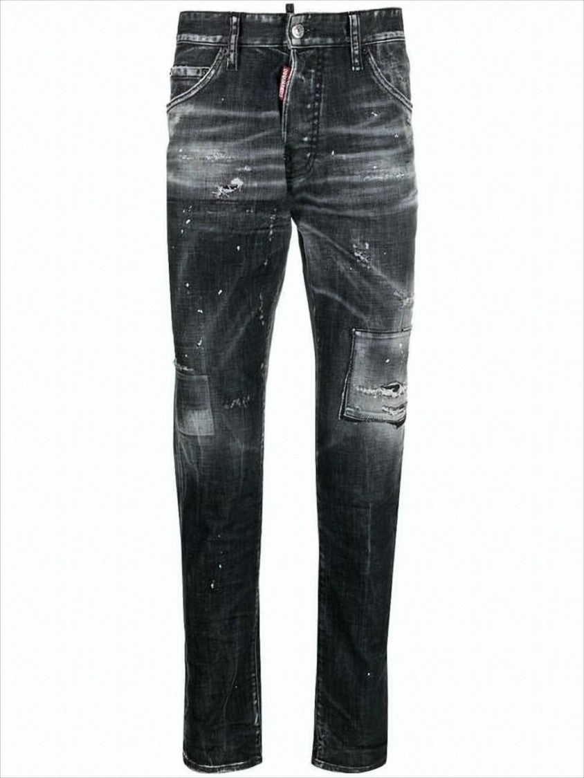 Dsquared2 Distressed Black Slim-Fit Denim Pants