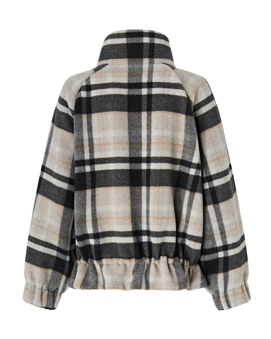 Pinko Check Wool-Blend Oversized Peacoat