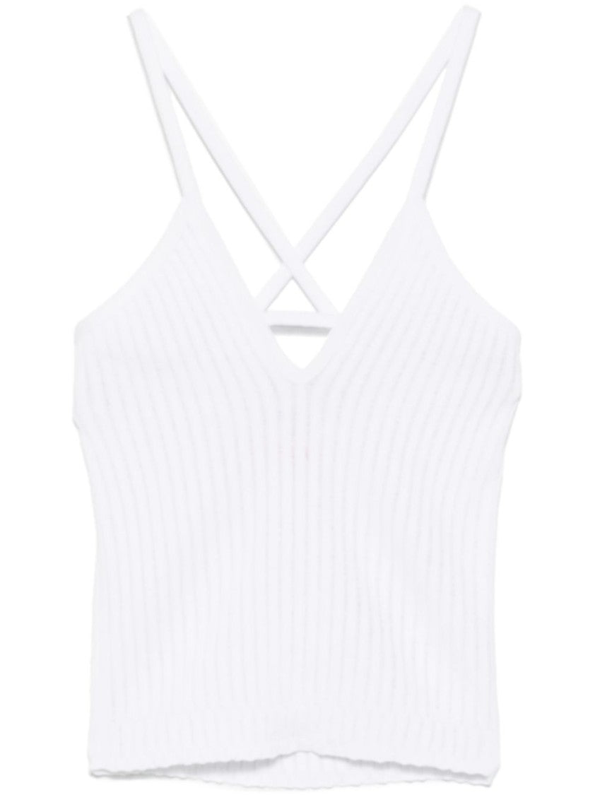 Iceberg Halterneck Ribbed Top With Silver-Tone Logo Plaque