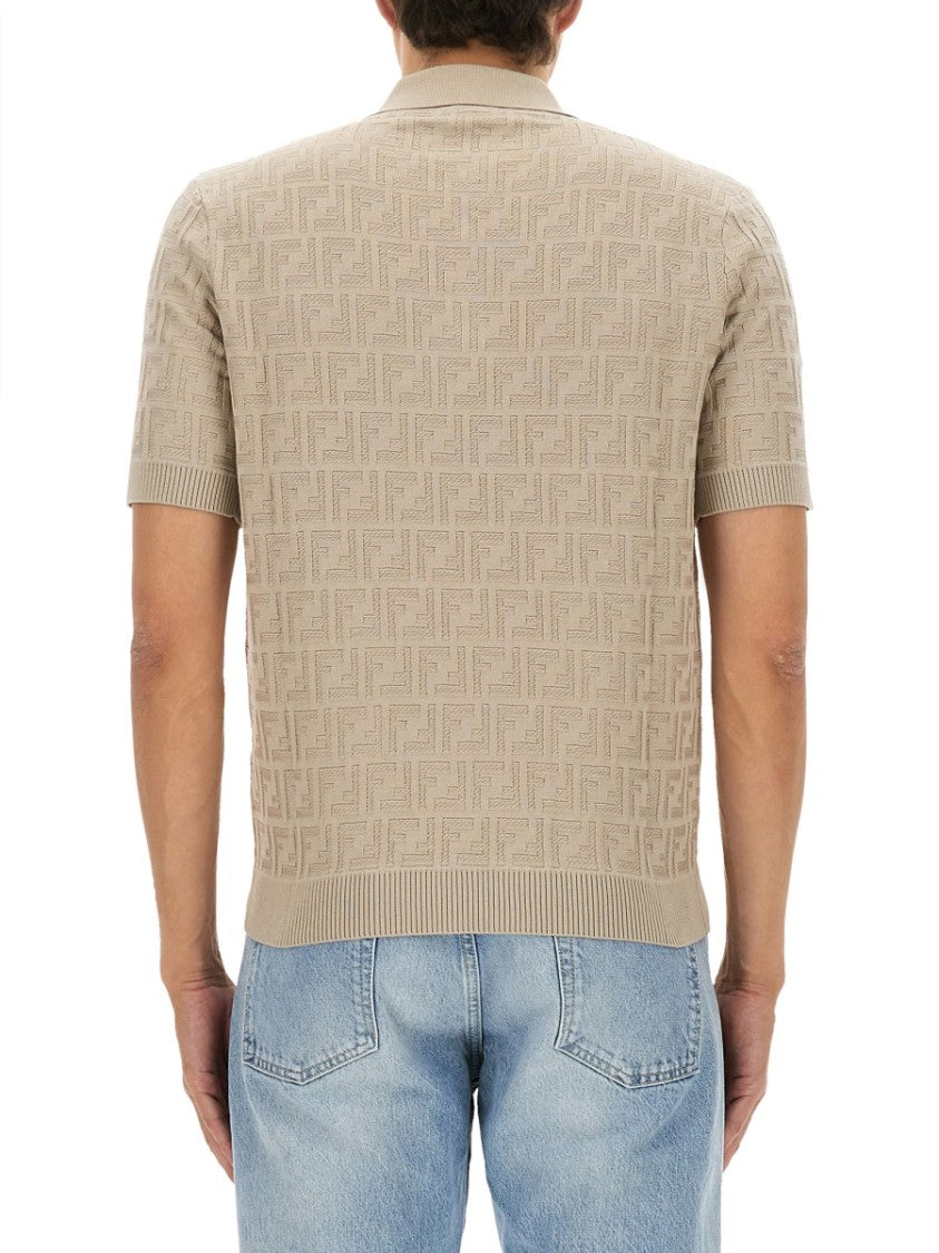 Fendi Ff Cotton Knit Polo Shirt