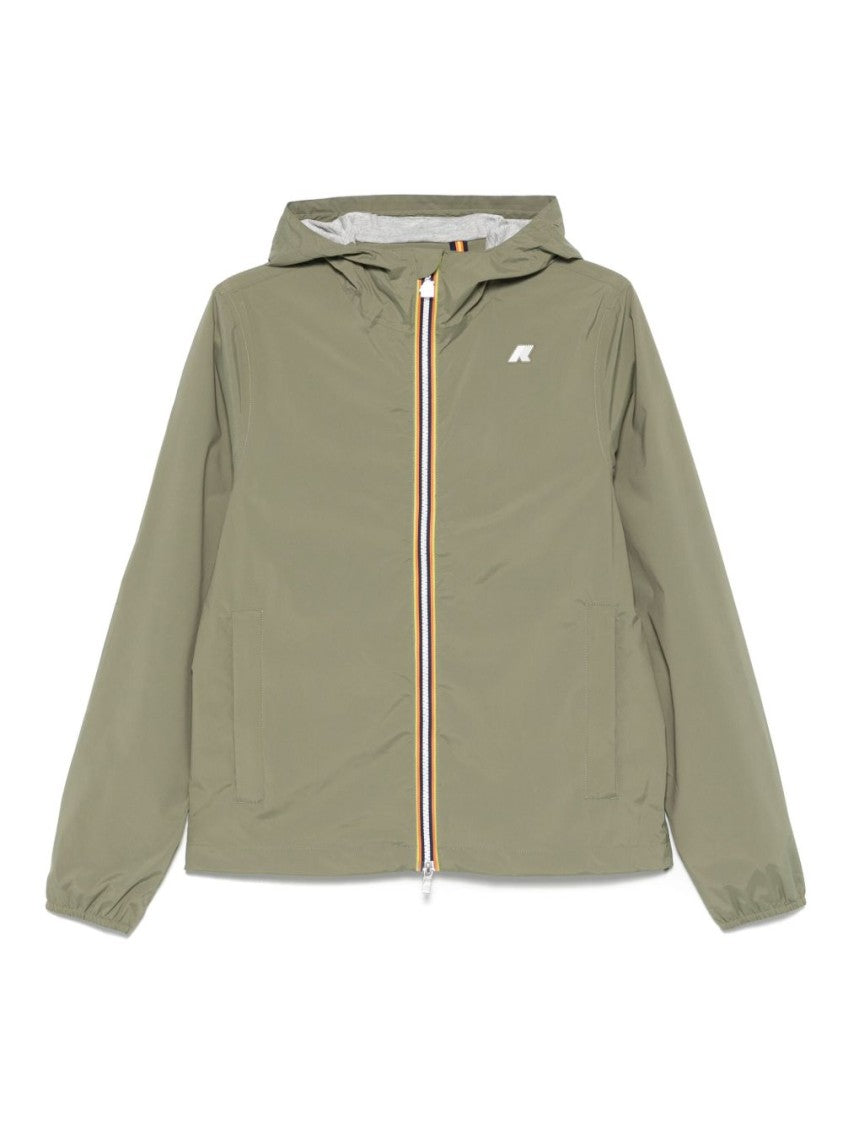 K-Way Green Stretch Nylon Hooded Jacket