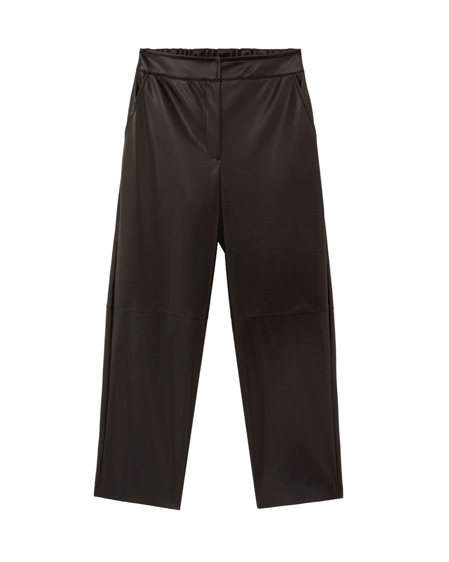 Alpha Studio Straight-Leg Faux Leather Trousers With High Waist