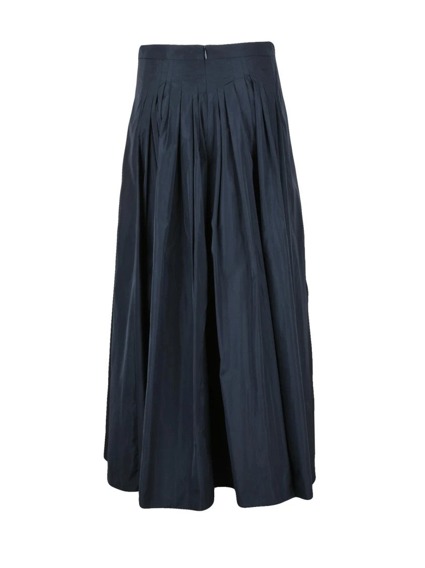 Max Mara Midi Pleated Skirt With Fluid Drape And Side Slit