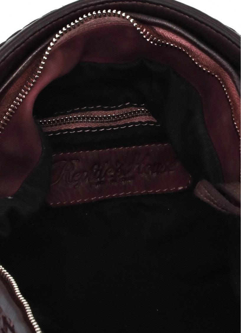Reptile's House Deep Red Braided Tote With Fringed Sides
