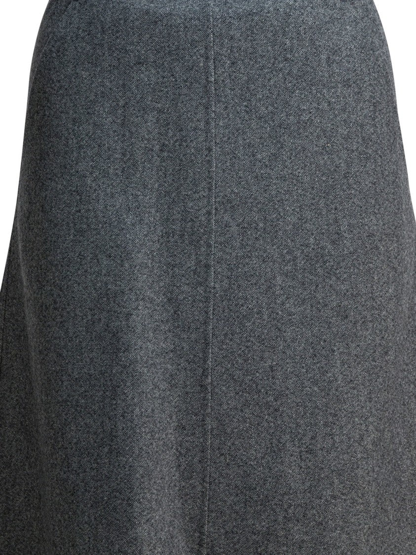 R2w Knee-Length Grey A-Line Skirt With Herringbone Pattern