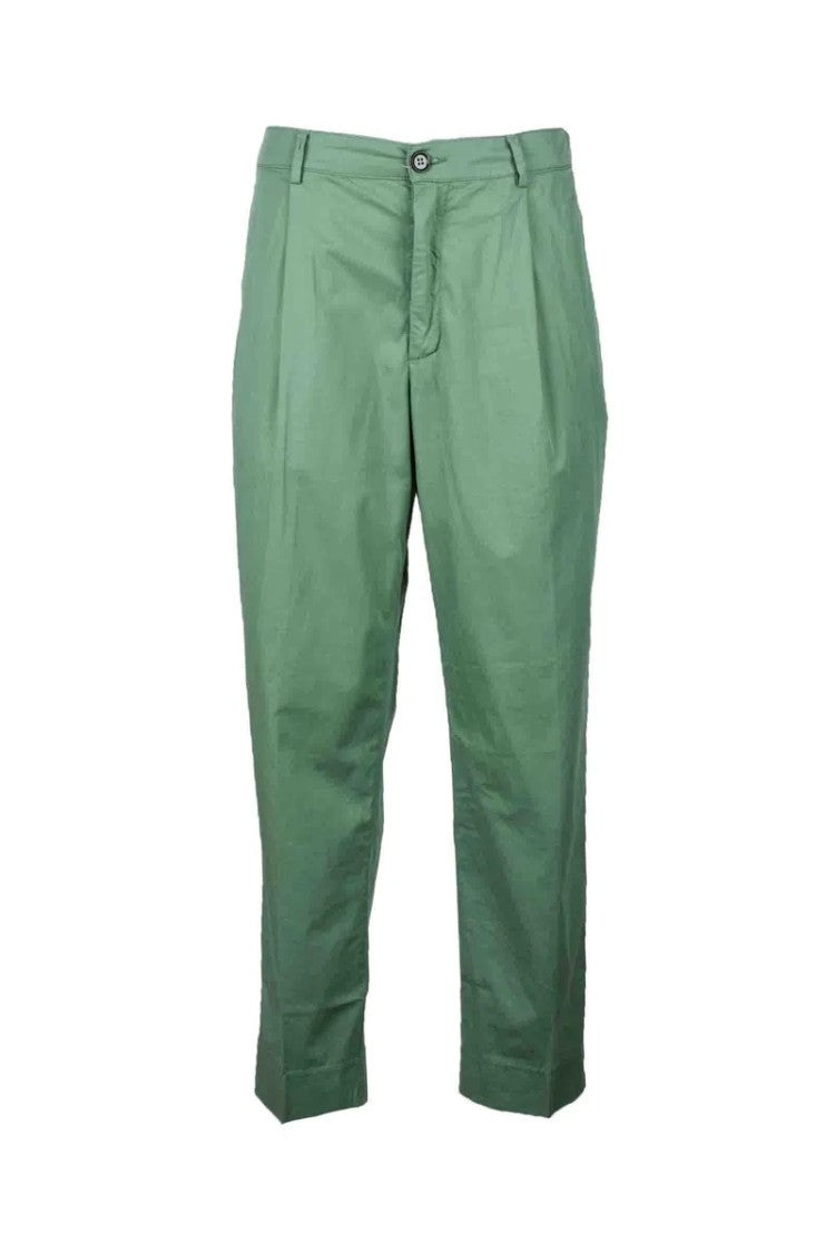 True Nyc Vibrant Green Trousers With Tailored Fit And Cropped Silhouette