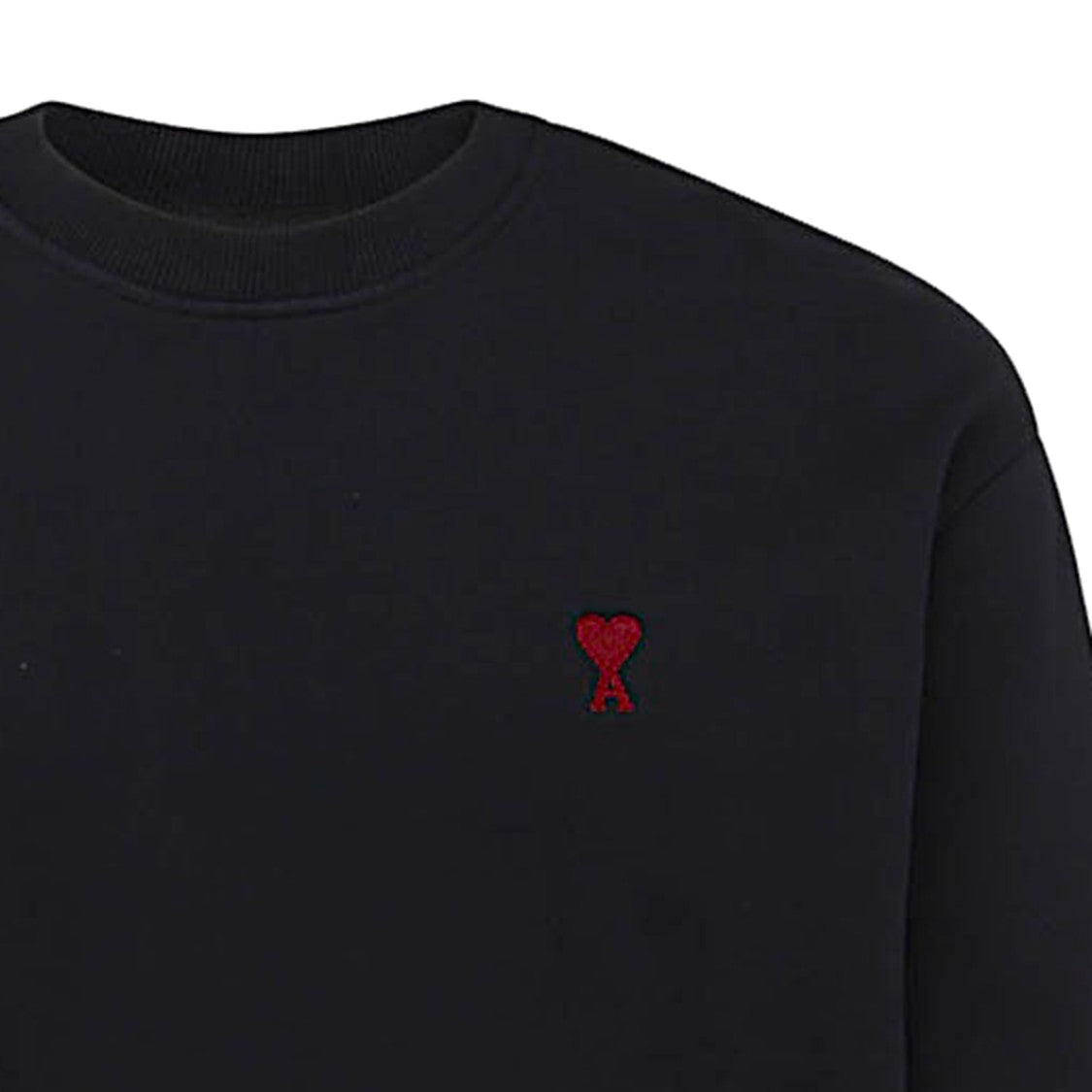 Ami Paris Black Cotton Sweatshirt With Embroidered Logo