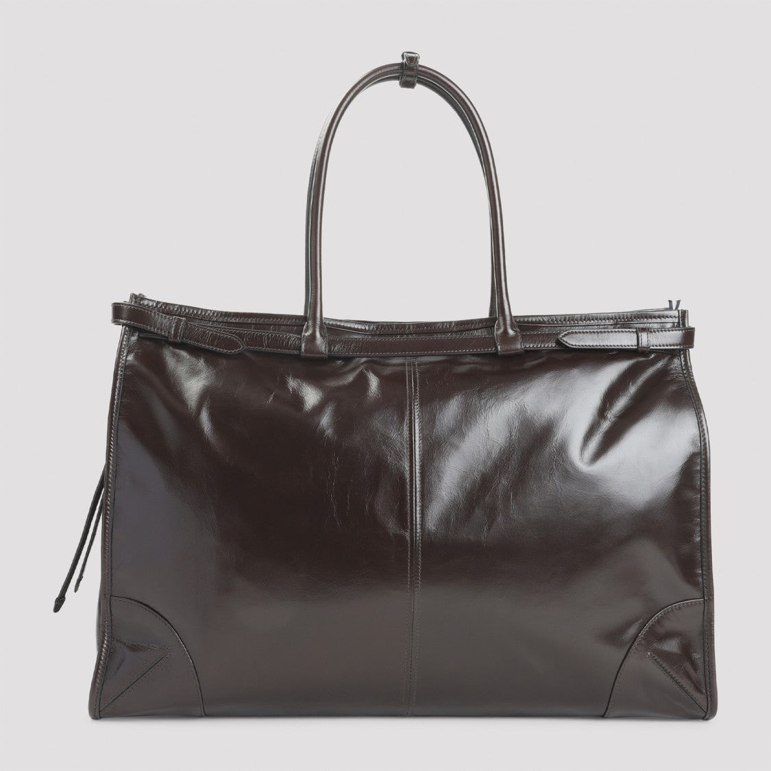 Prada Glossy Calf Leather Tote Bag With Design